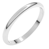 Sterling Silver 2 mm Half Round Band Size 4.5