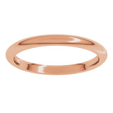14K Rose Gold 2 mm Comfort-Fit Half Round Band Size 9