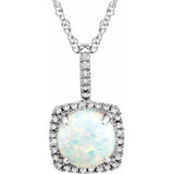 Sterling Silver 7 mm Lab-Grown White Opal & .015 CTW Natural Diamond 18