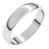 18K White Gold 4 mm Lightweight Half Round Band Size 6.5