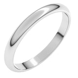 Platinum 2.5 mm Half Round Band Size 8