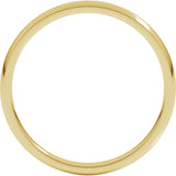 10K Yellow Gold 2 mm Lightweight Comfort-Fit Half Round Band Size 10