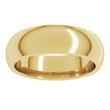 10K Yellow Gold 6 mm Comfort-Fit Half Round Band Size 8