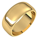 14K Yellow Gold 8 mm Half Round Band Size 7