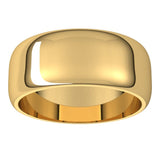 14K Yellow Gold 8 mm Half Round Band Size 7