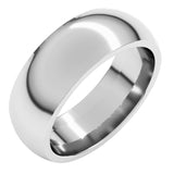 14K White Gold 7 mm Comfort-Fit Half Round Band Size 7.5
