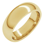 14K Yellow Gold 6 mm Comfort-Fit Half Round Band Size 7