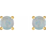 14K Yellow Gold 6 mm Natural White Opal Earrings