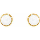 14K Yellow Gold Natural White Opal Earrings
