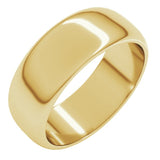 14K Yellow Gold 7 mm Half Round Band Size 12