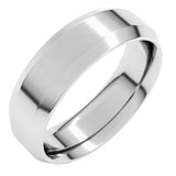 14K White Gold 6 mm Beveled-Edge Comfort-Fit Flat Band Size 9