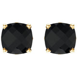 14K Yellow Gold 6x6 mm Cushion Natural Black Onyx Earrings