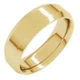 10K Yellow Gold 6 mm Beveled-Edge Comfort-Fit Flat Band Size 7.5
