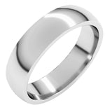 10K White Gold 5 mm Lightweight Comfort-Fit Half Round Band Size 12.5