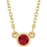 14K Yellow Gold Lab-Grown Ruby Solitaire 16" Necklace