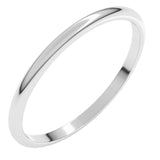 10K White Gold 1.5 mm Lightweight Half Round Band Size 7