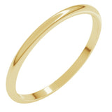 14K Yellow Gold 1.5 mm Lightweight Half Round Band Size 8.5