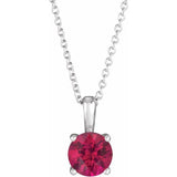 14K White Gold 4 mm Lab-Grown Ruby 16-18" Necklace