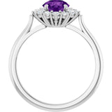 14K White Gold Natural Amethyst & 1/3 CTW Lab-Grown Diamond Ring