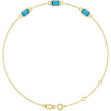 14K Yellow Gold Natural Blue Zircon Bezel-Set 3-Stone 7 1/2" Bracelet