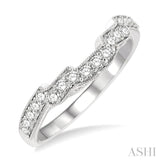 3/8 Ctw Stepped Lattice Arch Round Cut Diamond Wedding Band in 14K White Gold