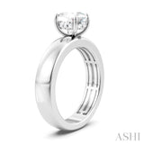 1/20 Ctw Oval Shape Round Cut Diamond Semi-Mount Engagement Ring in 14K White Gold