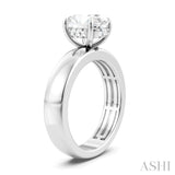 1/20 Ctw Oval Shape Round Cut Diamond Semi-Mount Engagement Ring in 14K White Gold