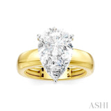1/8 Ctw Pear Shape Round Cut Diamond Semi-Mount Engagement Ring in 14K Yellow and White Gold
