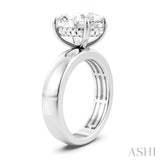 1/10 Ctw Oval Shape Round Cut Diamond Semi-Mount Engagement Ring in 14K White Gold