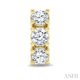 1 1/4 Ctw 3-Stone Round Cut Diamond Fashion Earrings in 14K Yellow Gold