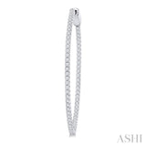 1 Ctw Inside-Out Round Cut Diamond 1/2-Inch Oval Hoop Earrings in 14K White Gold