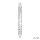 3 Ctw Inside-Out Round Cut Diamond 1/2-Inch Oval Hoop Earrings in 14K White Gold