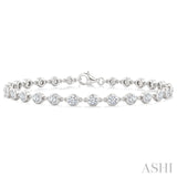 3 Ctw Bezel Set Round Cut Diamond Station Bracelet in 14K White Gold