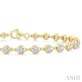 3 Ctw Bezel Set Round Cut Diamond Station Bracelet in 14K Yellow Gold