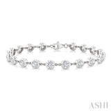 1/2 Ctw Bezel Set Round Cut Diamond Station Bracelet in 14K White Gold