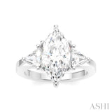 1/2 Ctw Marquise Shape Trillion and Round Cut Diamond Semi-Mount Engagement Ring in 14K White Gold