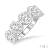 1 1/2 Ctw 5-Stone Lovebright Round Cut Diamond Band in 14K White Gold