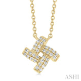 1/8 Ctw Petite Pinwheel Round Cut Diamond Fashion Pendant With Chain in 10K Yellow Gold