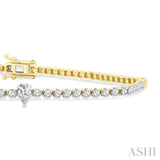 1 Ctw Pear and Round Cut Diamond Tennis Bracelet in 14K Yellow Gold