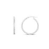 14K Gold 2Mm Diamond Cut Hoop Earring
