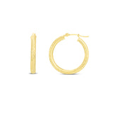 14K Yellow Gold 3Mm Diamond Cut Hoop Earring