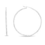 14K Gold 2Mm Diamond Cut Hoop Earring