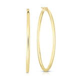 14K Gold 2X15Mm Diamond Cut Station Hoop Earring