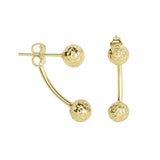 14K Gold Small Diamond Cut Front To Back Earring
