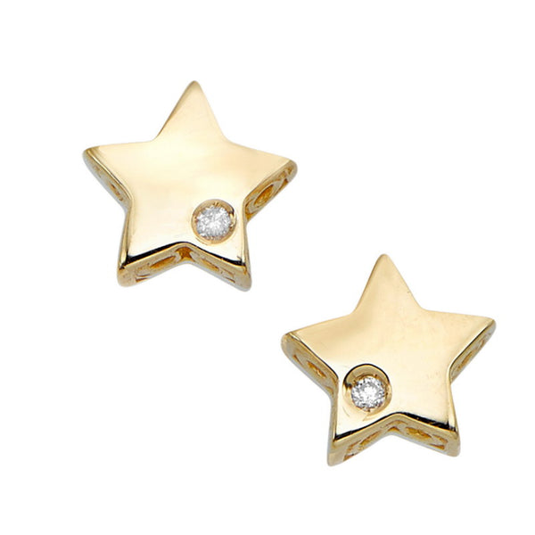 14k Gold .01ct Diamond Star Stud Celestial Earrings 14k Gold .01ct Diamond Star Stud Celestial Earrings