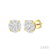 1/4 Ctw Lovebright Round Cut Diamond Stud Earrings in 14K Yellow and White Gold