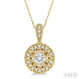 1/8 Ctw Lattice Medallion Round Cut Diamond Pendant With Chain in 10K Yellow Gold