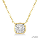 1/6 Ctw Cushion Shape Lovebright Diamond Necklace in 14K Yellow and White Gold