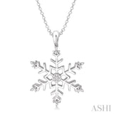 1/20 Ctw Single Cut Diamond Snowflake Pendant in Sterling Silver with Chain