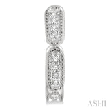 1/10 Ctw Lattice Long Hexagonal Pod Round Cut Diamond Huggie Petite Earrings in 10K White Gold